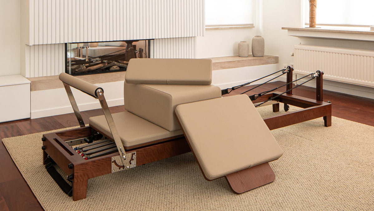 Wood Reformer The Walnut Foldable Pilates Reformer - Pilates training view