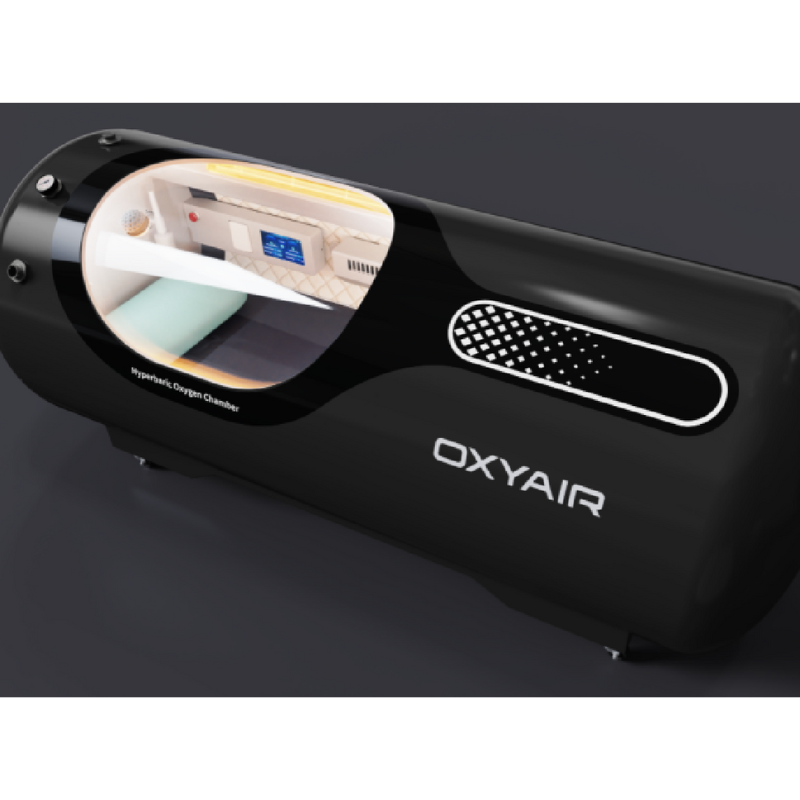 OxyAir Stainless steel Hyperbaric Chamber Black Side View
