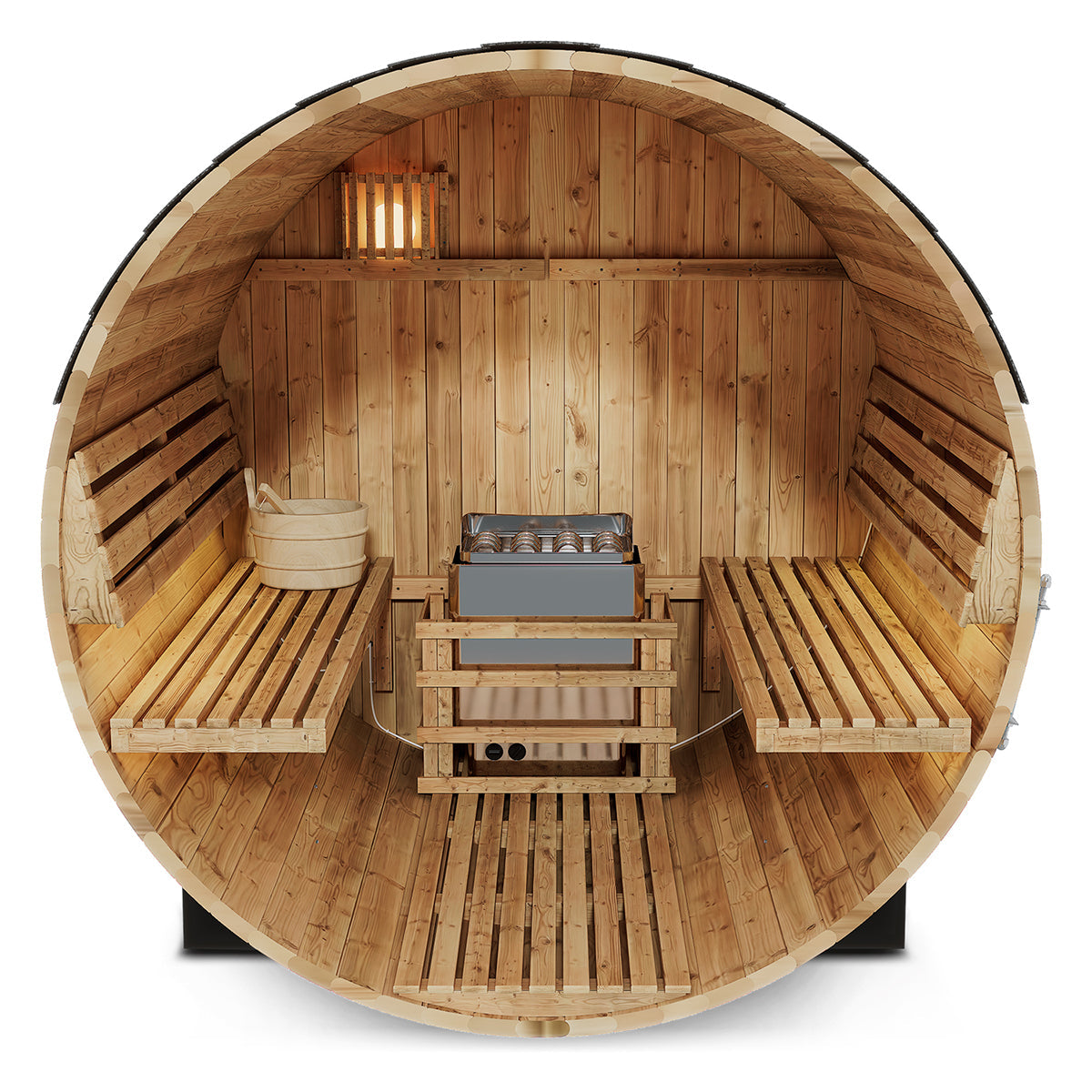 ReGen8 Venturo barrel sauna interior benches