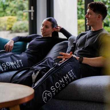 Sommet Recovery Compression Boots on Couch