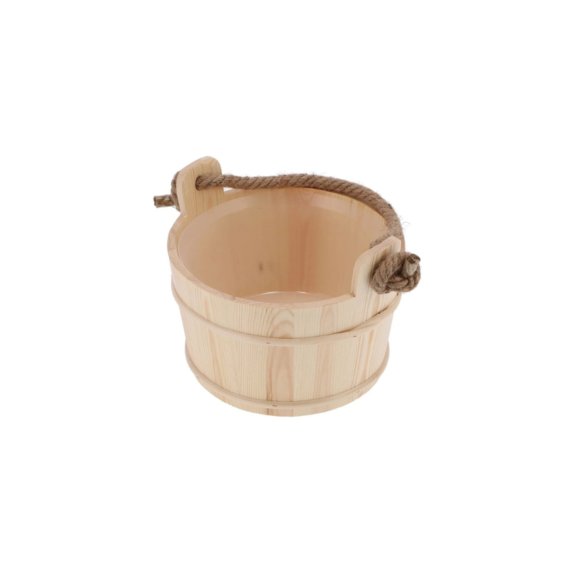 Spruce Bucket + Ladle on Rope Set for Sauna Banya