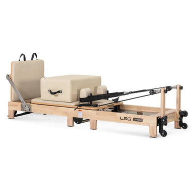 lsg-gpr500-foldable-pilates-reformer-machine-beige-front-angle-view