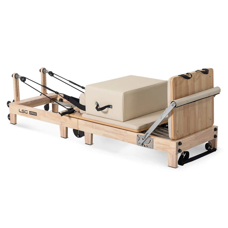 lsg-gpr500-foldable-pilates-reformer-machine-beige-rear-angle-view