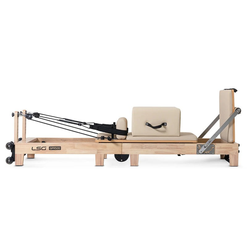 lsg-gpr500-foldable-pilates-reformer-machine-beige-side-view