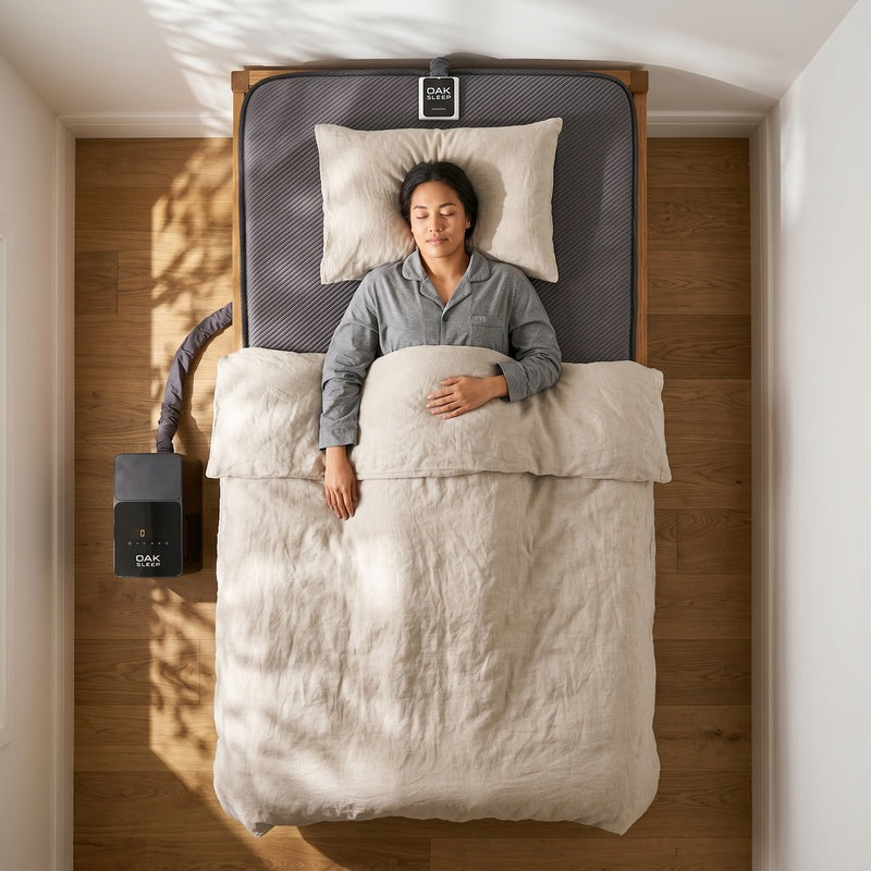 oak-sleep-hub-2-cooling-mattress-single-zone-aerial-view