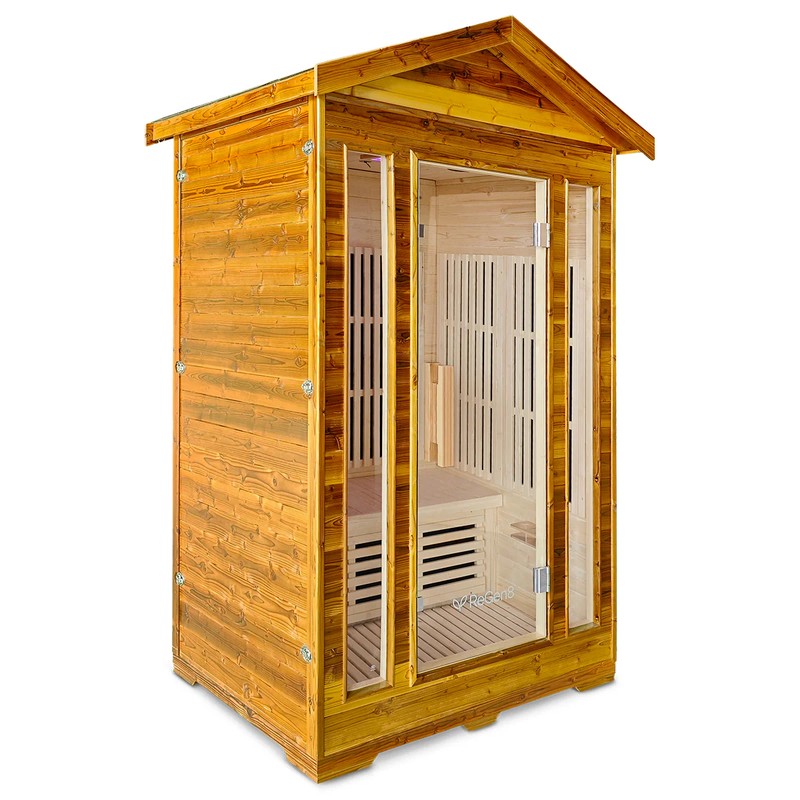 regen8-duo-outdoor-2-person-infrared-sauna-natural-side-angle-view