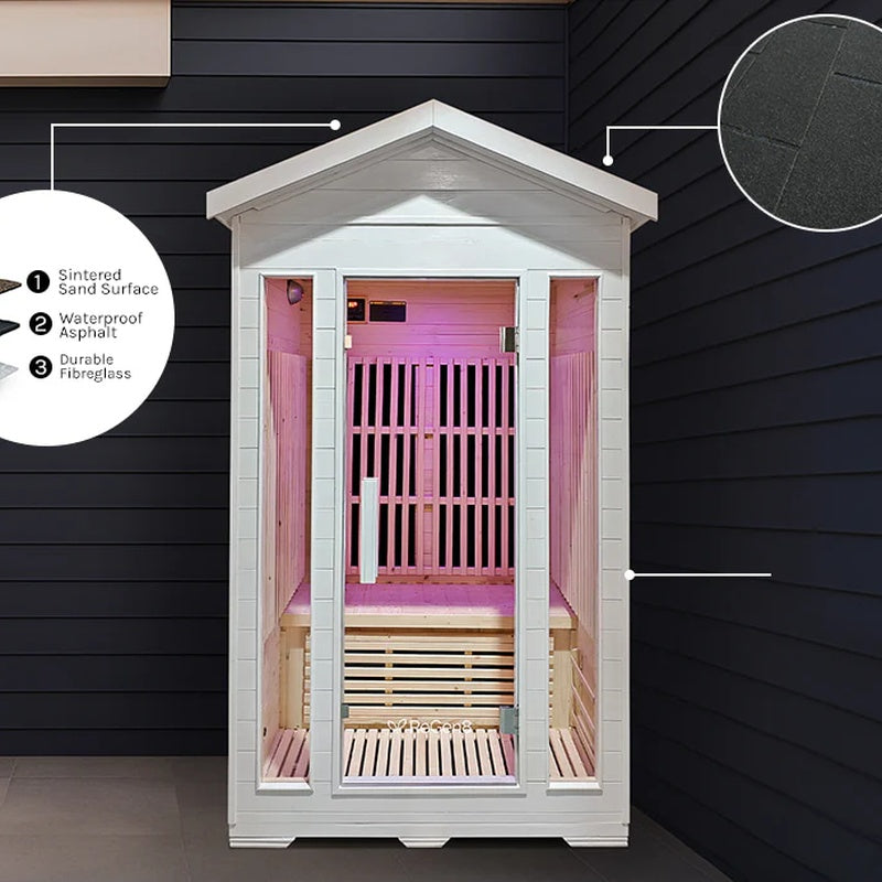 regen8-duo-outdoor-2-person-infrared-sauna-white-engineered-roof-detail