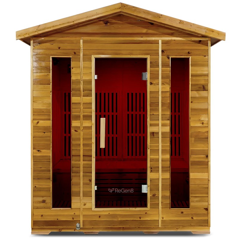 regen8-quadro-outdoor-4-person-infrared-sauna-natural-front-infrared-view