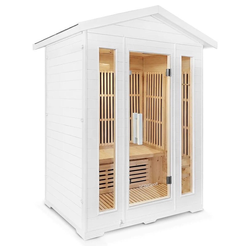 regen8-trio-outdoor-3-person-infrared-sauna-white-side-angle-door-open